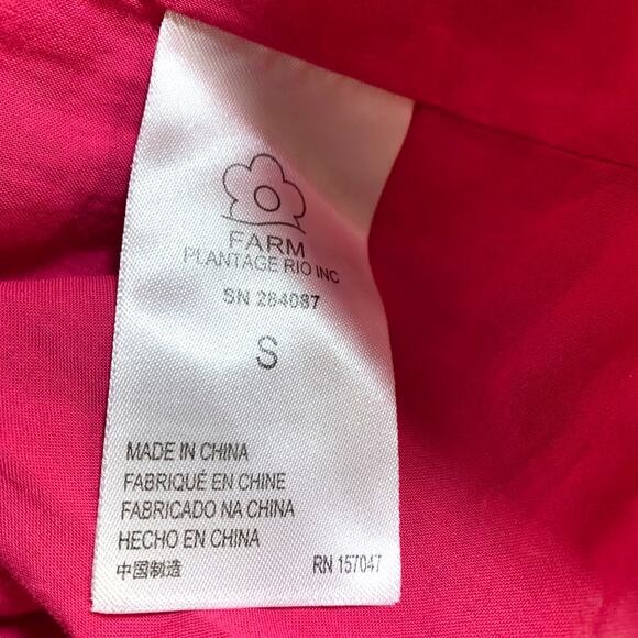 Farm Rio Red Pepper Smocked Tie Ruffle Hem Beaded Strap Dress Red Small - Picture 10 of 14